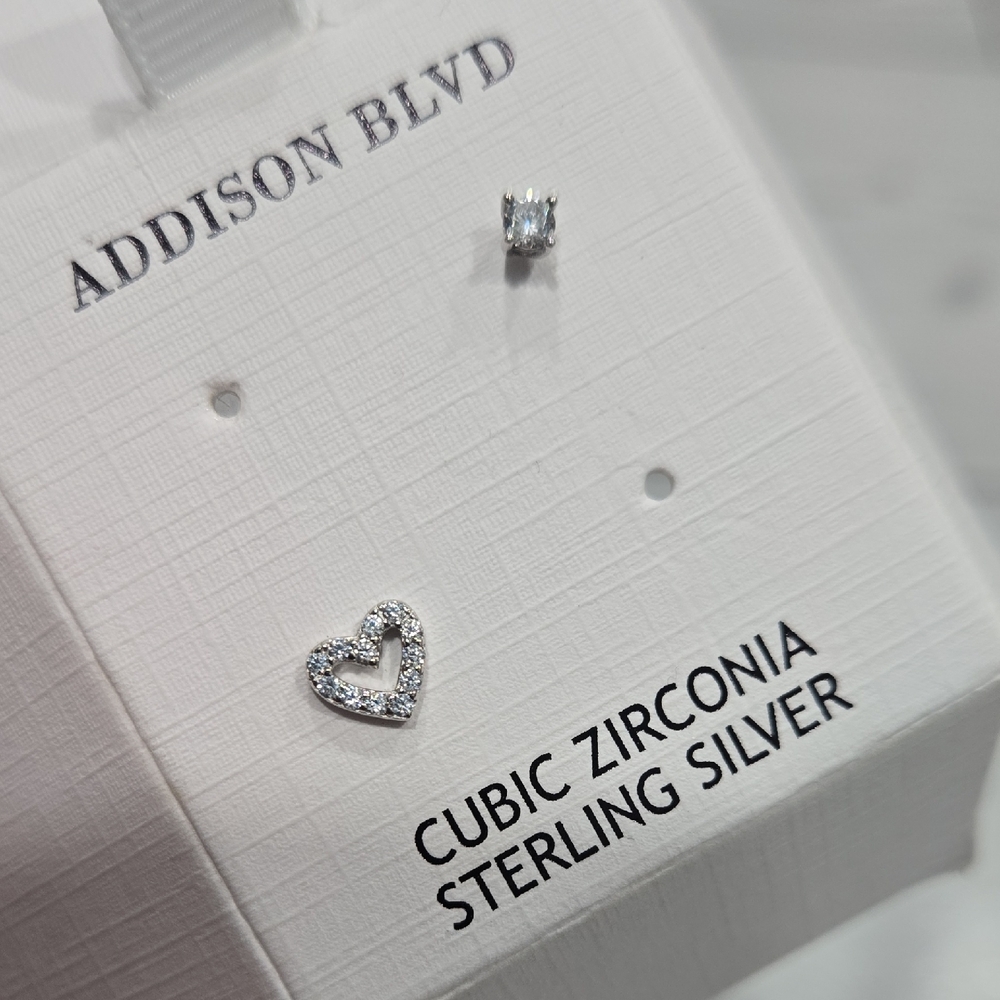 Addison Blvd Cubic Zirconia Sterling Silver Stud Earrings